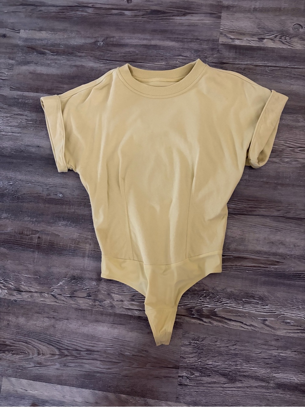 lululemon athletica Light Yellow Short Sleeve Bodysuit